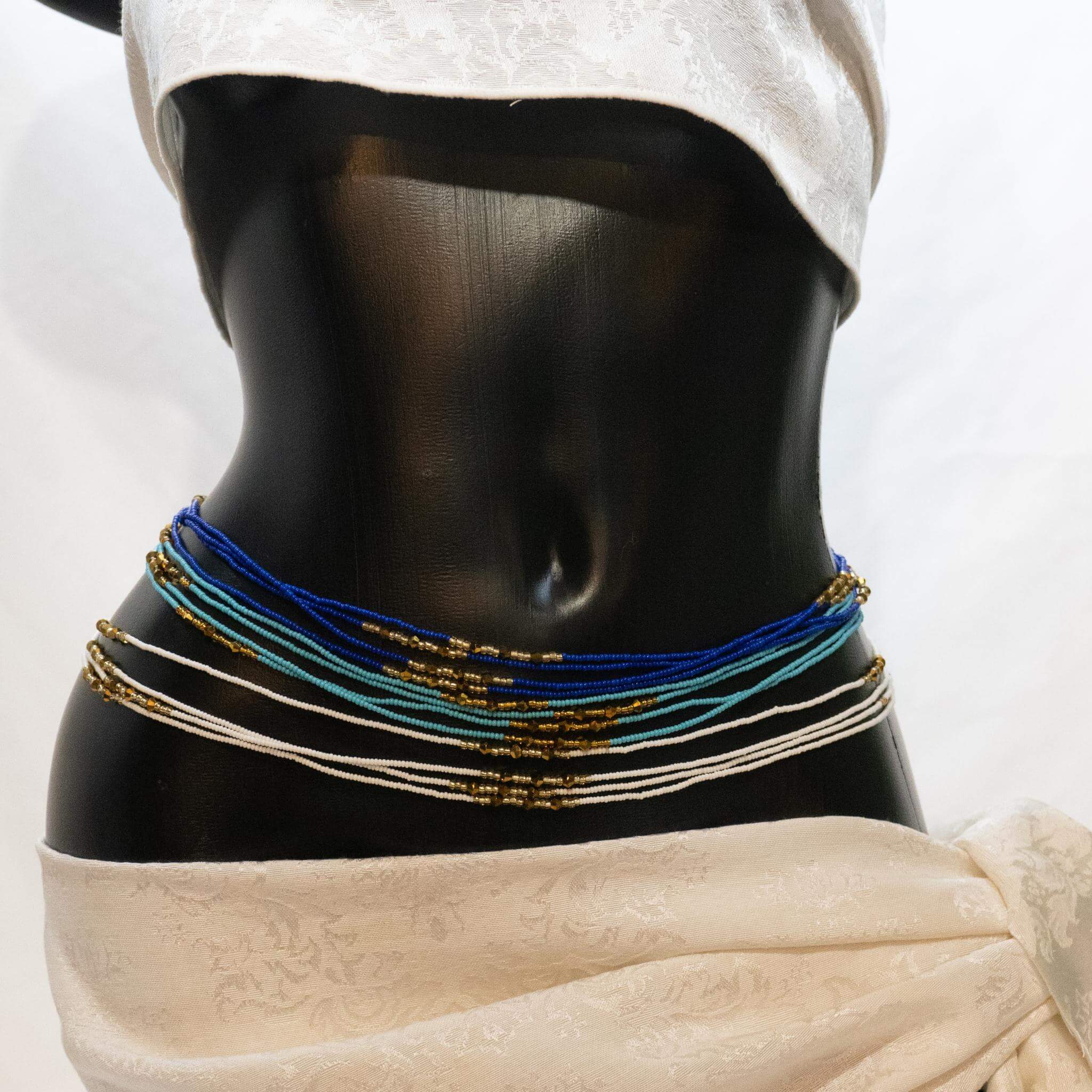 AfroBeads Waist Beads in Glass Seed Beads with Smoked Topaz and