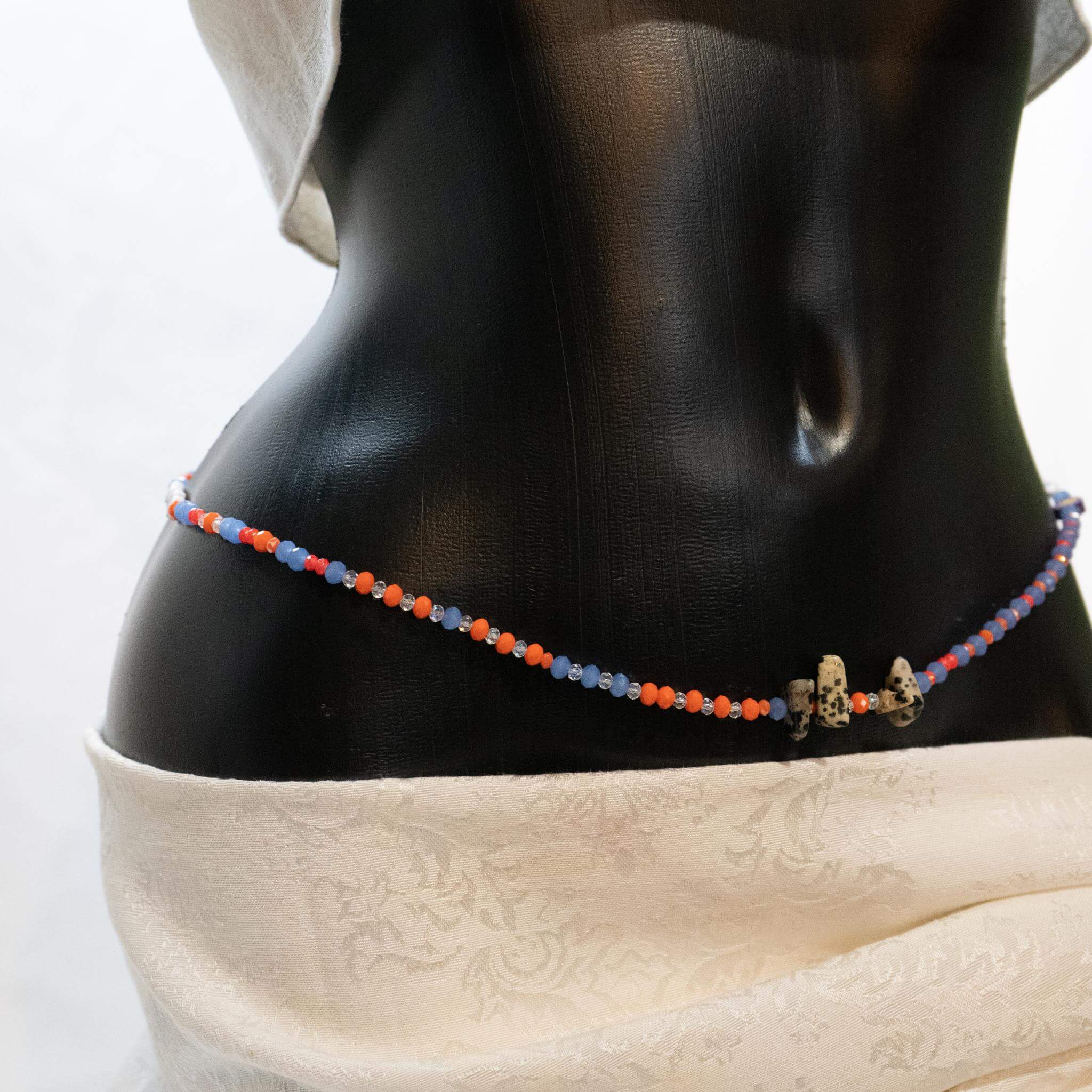 AfroBeads Waist Beads in Tangerine and Livid Blue Crystal Unique Afric –  AfroBeadsCity