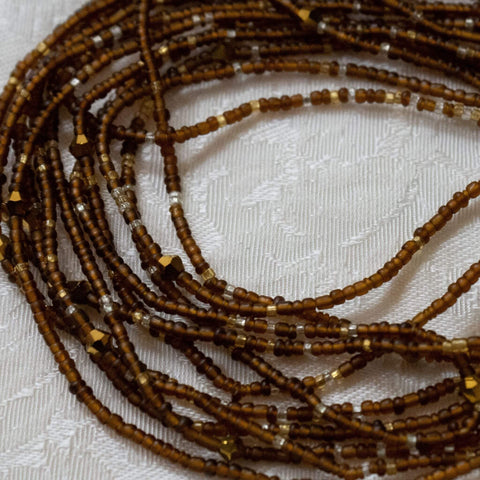 AfroBeads Waist Beads in Seeded Beads with Smoked Topaz