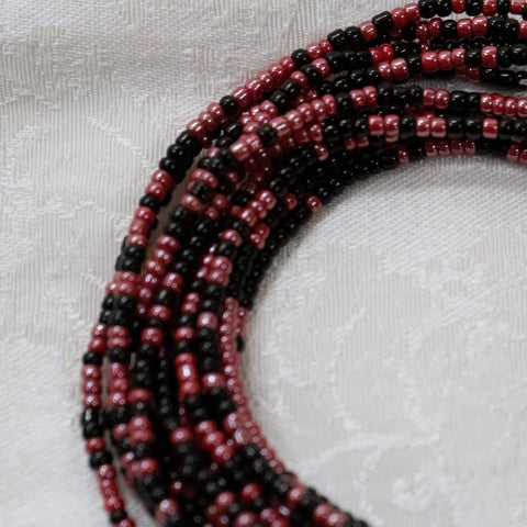 AfroBeads Waist Beads in Cinnamon Satin and Jet Black  Close View