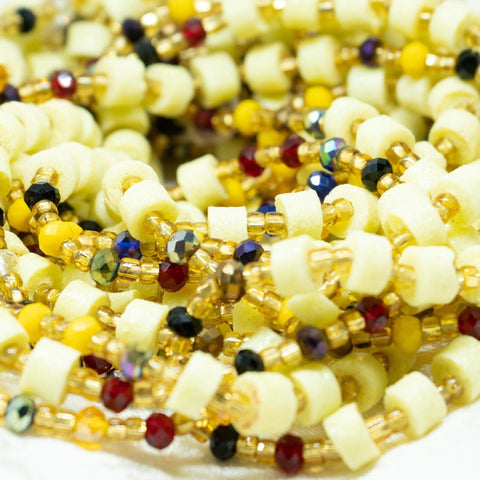 AfroBeads Waist Beads in Flax Traditional Yellow  Close View