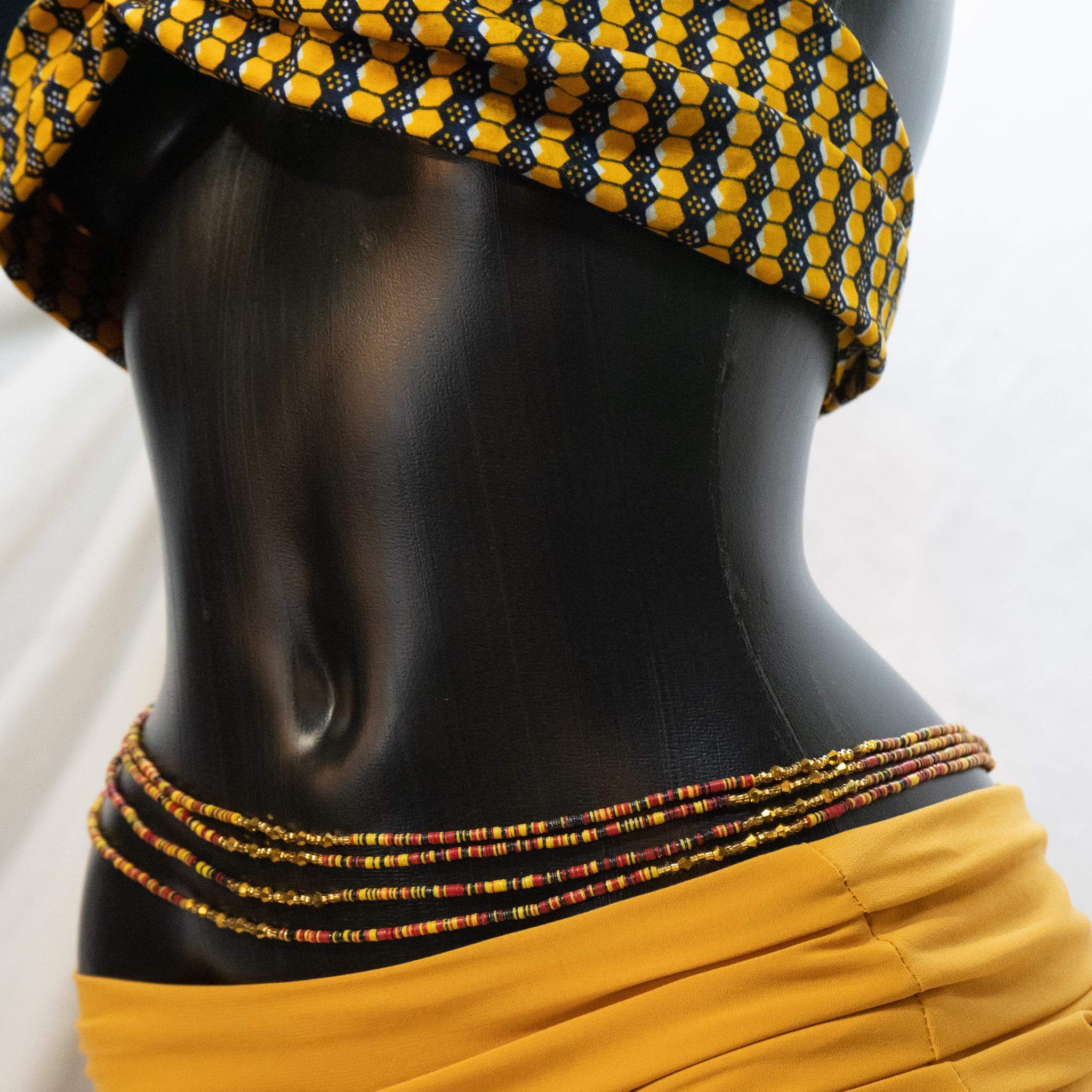 AfroBeads Waist Beads in Barn Red, Sun Glow Yellow Seeds, and Crystal –  AfroBeadsCity