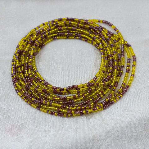 AfroBeads Waist Beads in Lime And Wine Dregs Seeds  Strand