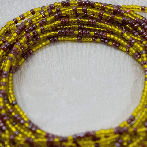 AfroBeads Waist Beads in Lime And Wine Dregs Seeds  Close View