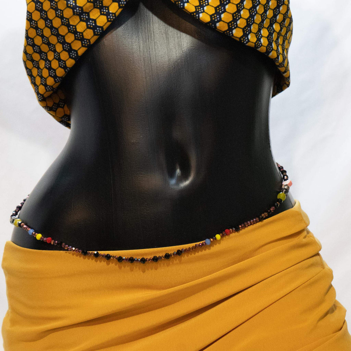 AfroBeads Waist Beads in Hematite Purple Velvet with Primary Colored 