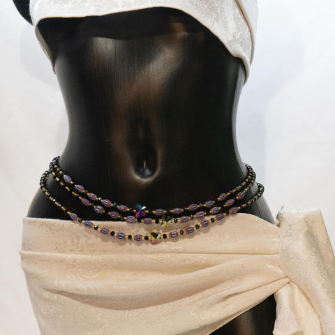 AfroBeads Waist Beads in Fawn, Sandy Brown and Bermuda Blue