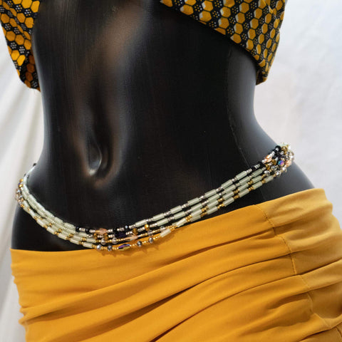 AfroBeads Waist Beads in Glo-In-the-Dark Combination Colors Side View