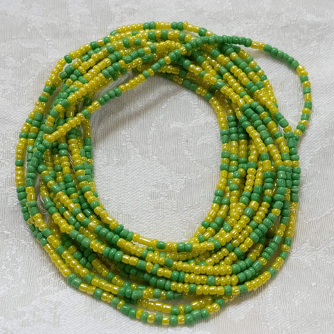 AfroBeads Waist Beads in Spring Green and Maize Yellow Seeds  Strand