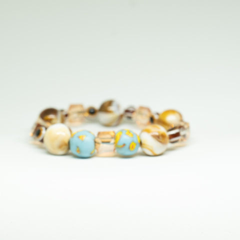 AfroBeads Bracelet in Matte Finish Glass, Silk Crystal And Recycled Seed