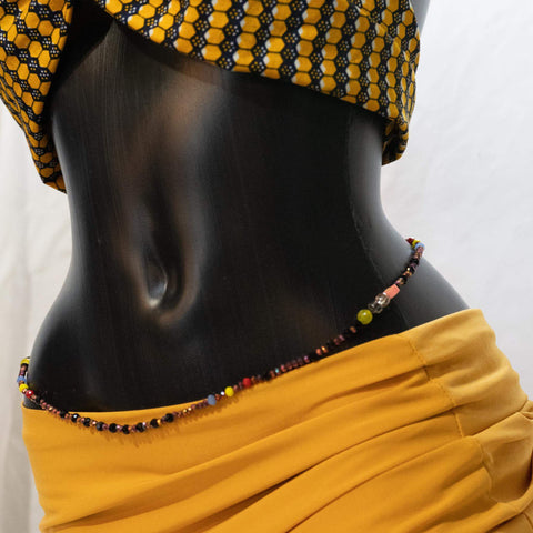 AfroBeads Waist Beads in Hematite Purple Velvet with Primary Colored  Side View