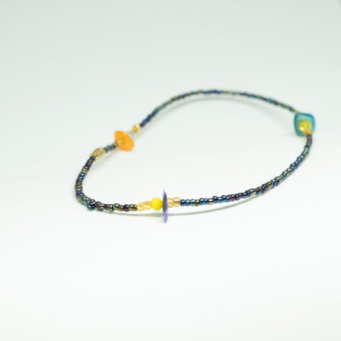 AfroBeads Anklets in Bermuda Blue Shades Crystal Seeds on Marble Stone