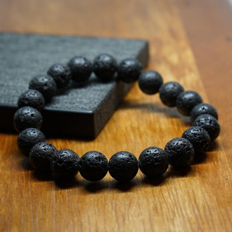 AfroBeads in Black Lava Rock Bead Bracelet