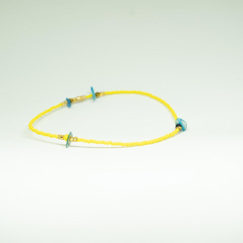 AfroBeads Anklets in Citrine Yellow And Marbled Blue