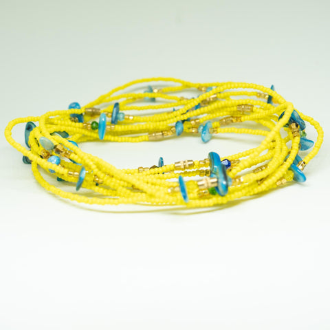 AfroBeads Anklets in Citrine Yellow And Marbled Blue