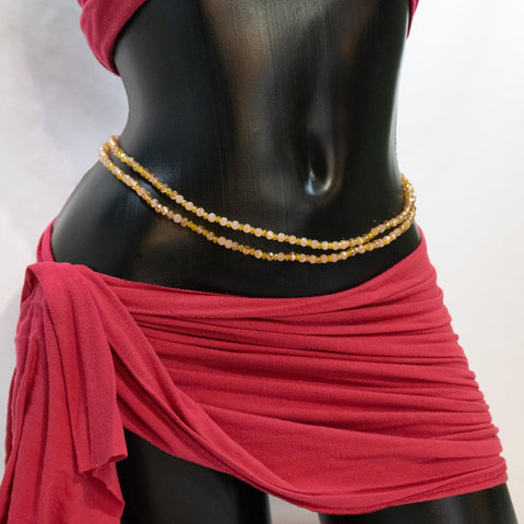 AfroBeads Waist Beads in Cameo Pink and Amber Gold Waist Beads Side View