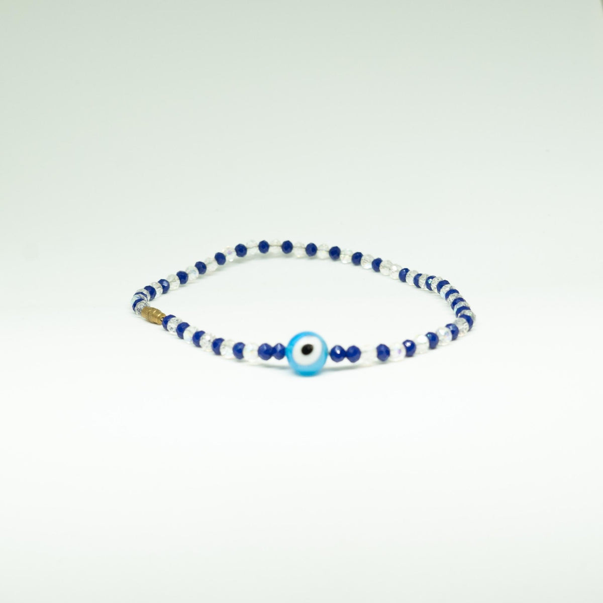 AfroBeads Anklet in Crystal Blue and White Devils Eye