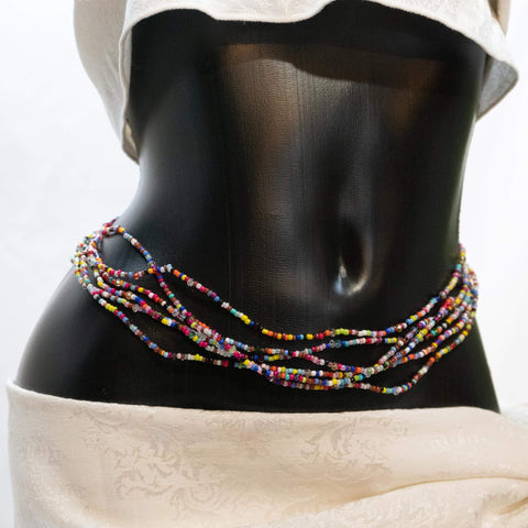 AfroBeads Waist Beads in Carnival Colored Waist Beads Tilted View