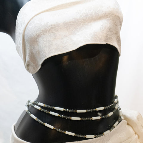 AfroBeads Waist Beads in White Alabaster