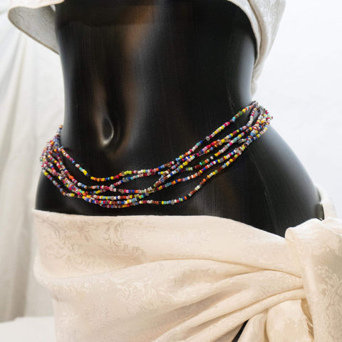 AfroBeads Waist Beads in Carnival Colored Waist Beads Side View