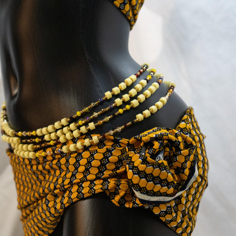 AfroBeads Waist Beads in Flax Traditional Yellow  Side View