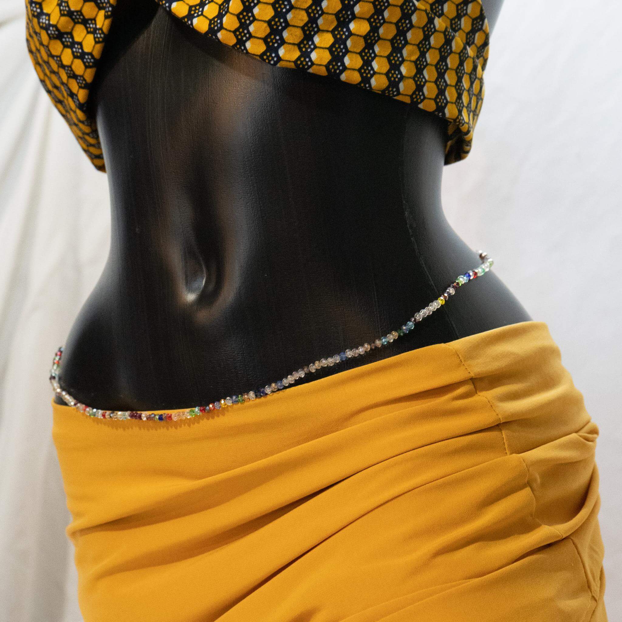 AfroBeads Waist Beads in Carnival Colored Glass Waist Beads Side View