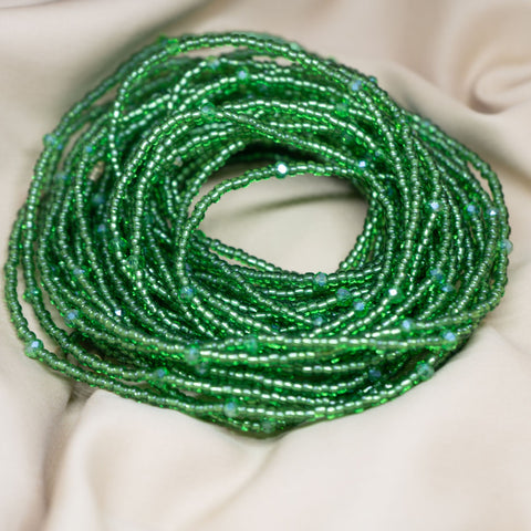 AfroBeads Waist Beads in Glass Green  Strand