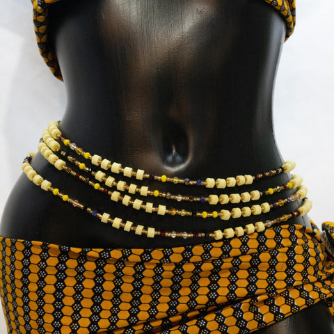 AfroBeads Waist Beads in Flax Traditional Yellow 